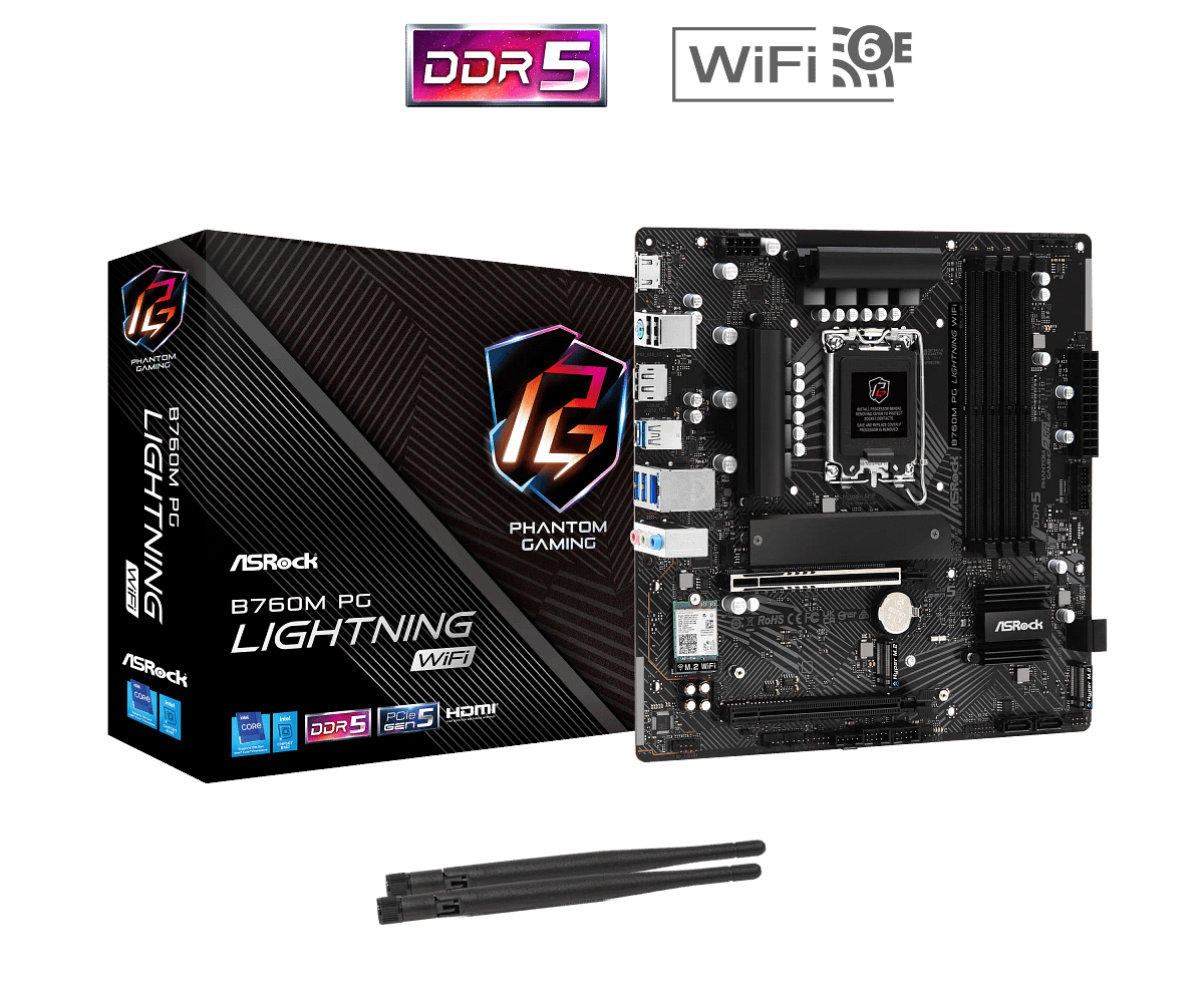 Asrock B760M PG LIGHTNING WIFI Intel B760 Micro ATX Motherboard CNLS