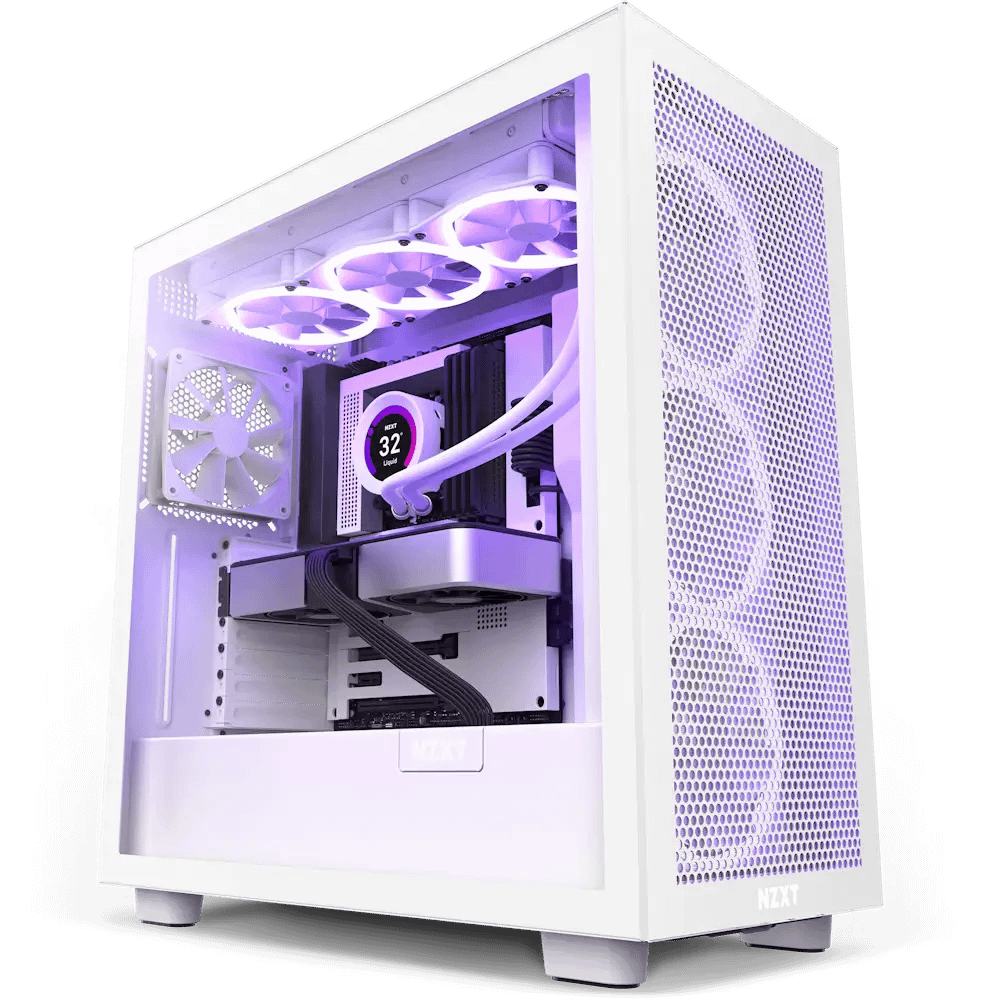 NZXT H7 Flow All White RGB Gaming PC Case - CNLS Electronics