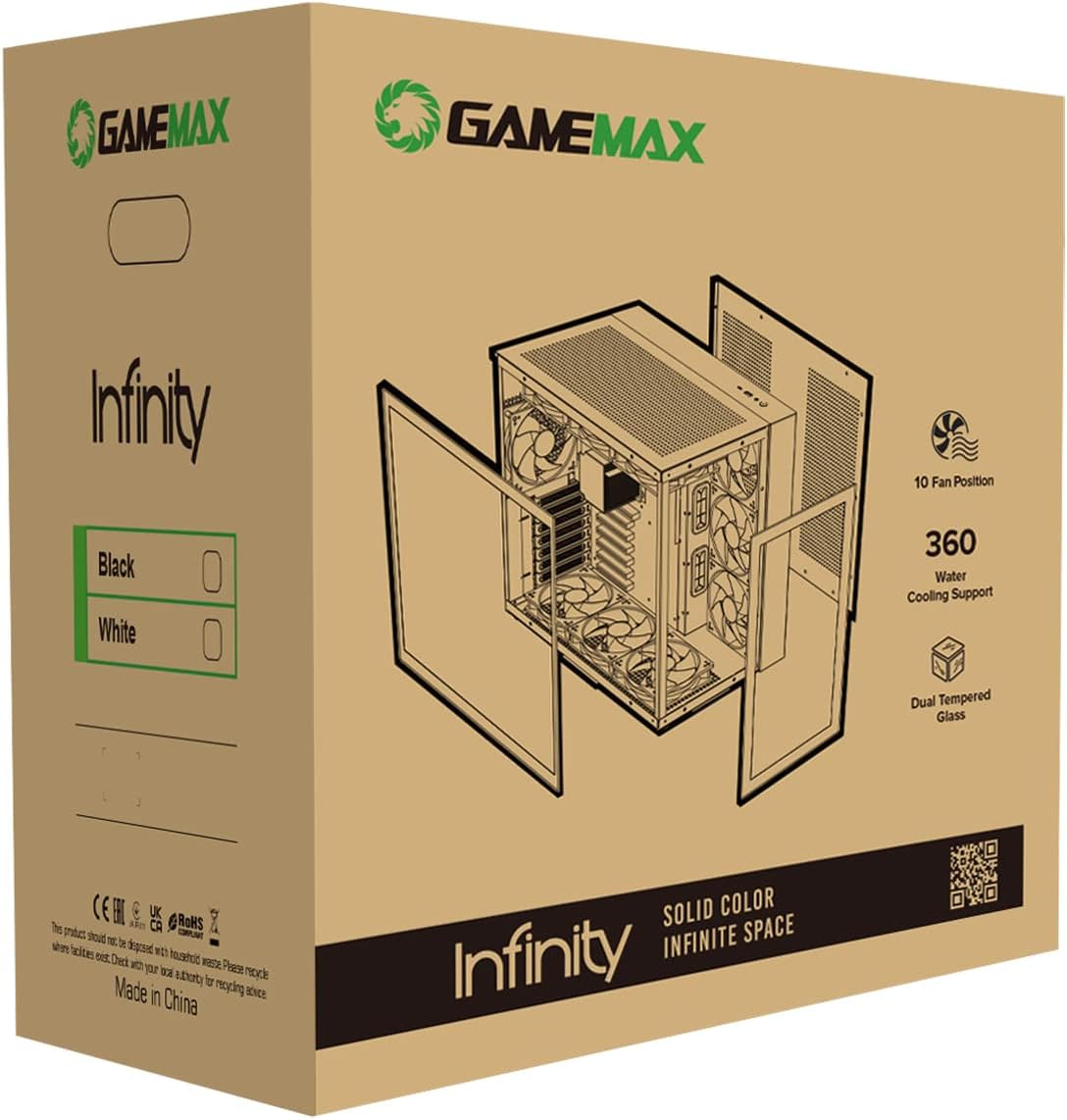 GameMax Infinity Mid-Tower ATX PC Black Gaming Case With Tempered Glass  Side Panel